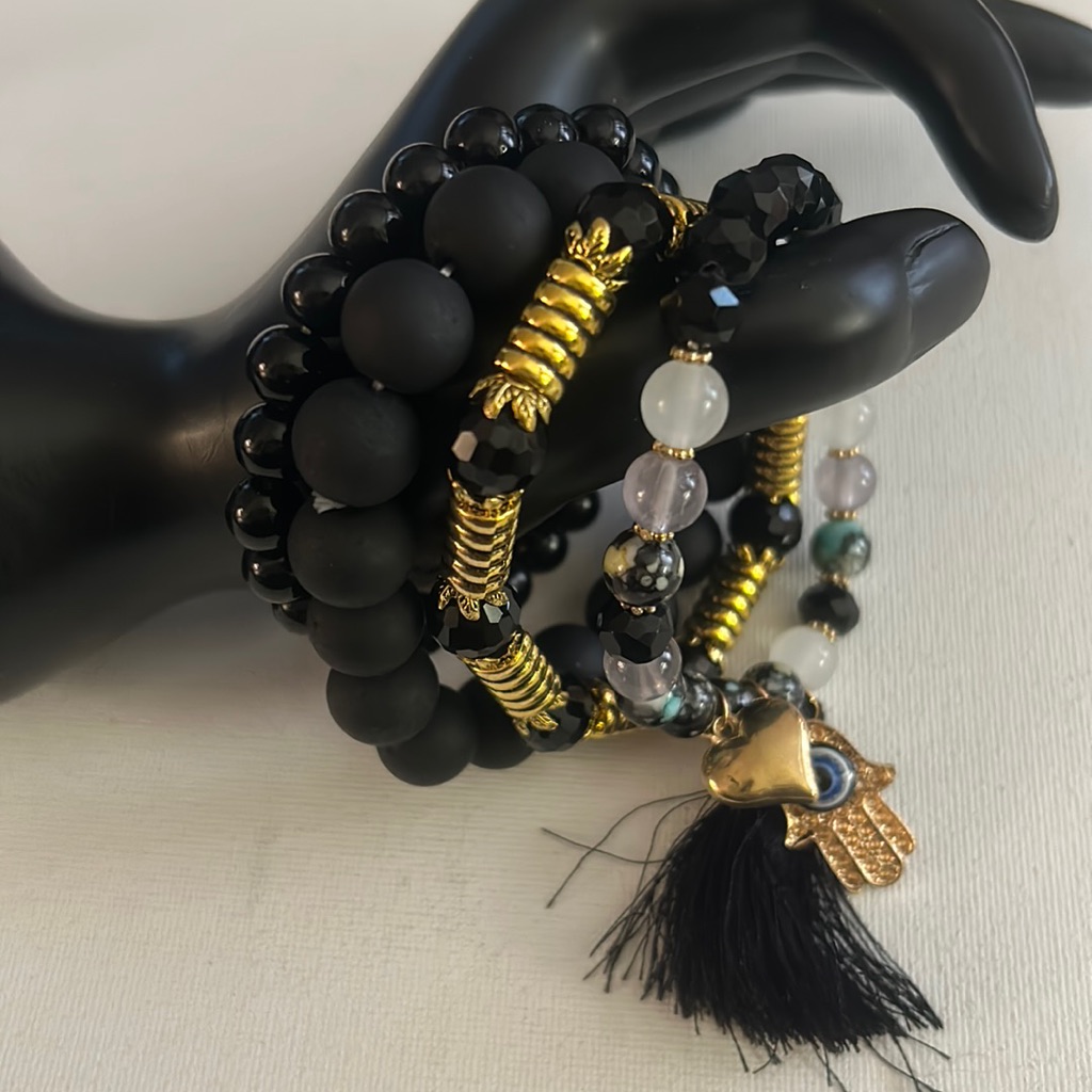 Black Gold Stackable Bracelets